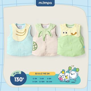Áo gile cho bé sơ sinh Mompa từ 0 đến 24 tháng cúc giữa vải Cotton nỉ giữ ấm mềm mại MP 625 [M23]