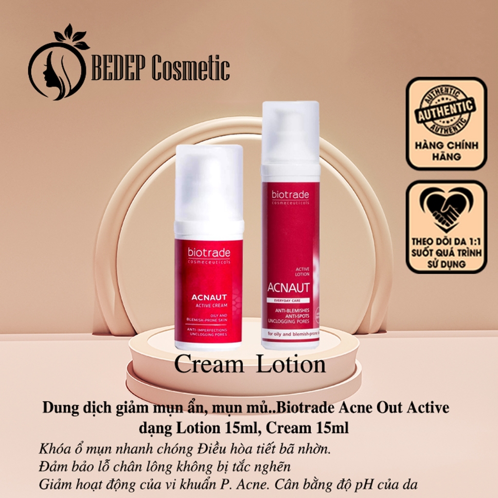 [Công ty đủ tem] Dung dịch giảm mụn ẩn, mụn mủ..Biotrade Acne Out Active dạng Lotion 15ml, Cream 15ml (Có tách Ch.iết)