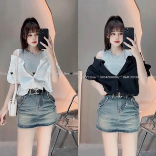 ÁO SƠ MI TRỄ VAI PHỐI BA LỖ