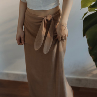   Gabyli design  Chân váy dài linen thắt nơ eo - JOY SKIRT 