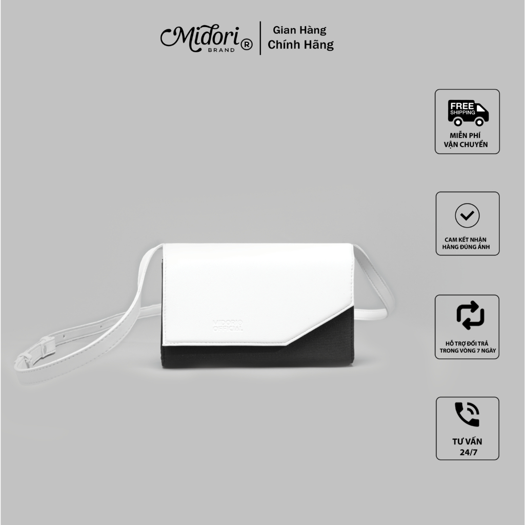 Túi Xách ALINA Đeo Chéo Vai Vải Phối Da PU Nam Nữ Đi Chơi Tiệc Đi Làm Polyester | MIDORI FOR MAN