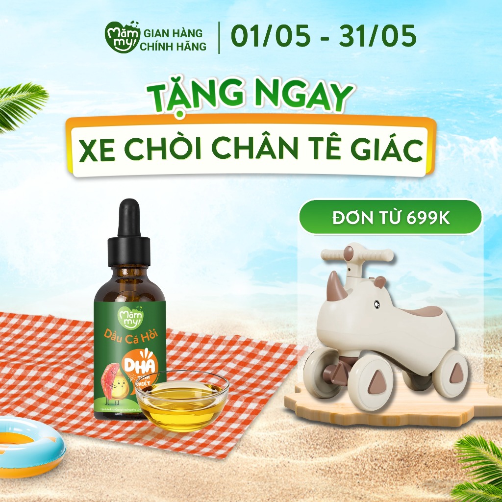 Dầu cá hồi bổ não Mămmy cho trẻ ăn dặm - Giàu Omega 3 và hàm lượng DHA cao, chai 30ml