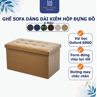 Ghế sofa dáng dài kiêm hộp đựng đồ gấp gọn Mai Anh House MA03, thân gỗ MDF bọc vải Oxford 600D, nắp nệm mút êm ái