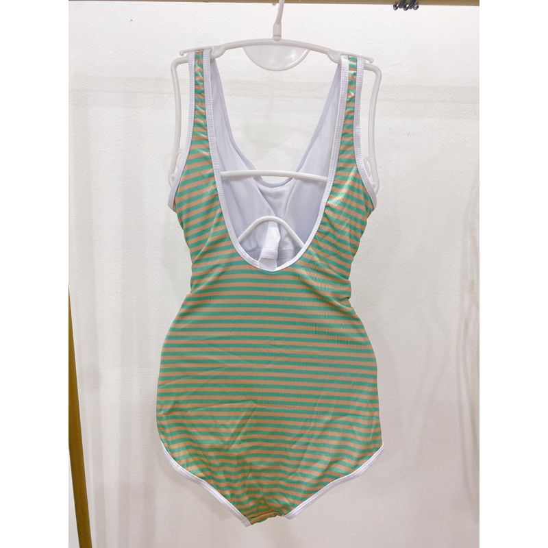 Bộ đồ bơi , bikini liền thân sát nách xanh kẻ thời trang QCCC (có sẵn) | BigBuy360 - bigbuy360.vn