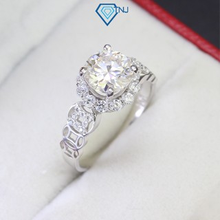 Nhẫn bạc nữ kim tiền kim cương Moissanite 8ly xi bạch kim kiểm định GRA tinh tế, sang trọng NNM0046 - Trang Sức TNJ