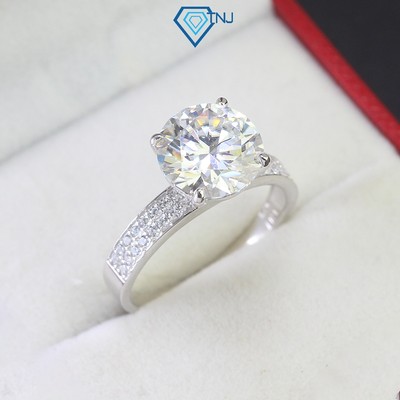 Nhẫn bạc nữ đính Moissanite loại 10ly cao cấp kèm thẻ tra cứu xi bạch kim sang trọng NNM0043 - Trang Sức TNJ