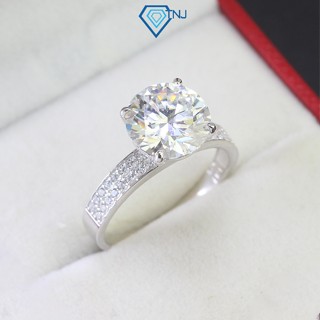 Nhẫn nữ kim cương Moissanite loại 10ly cao cấp kiểm định GRA xi bạch kim sang trọng NNM0043 - Trang Sức TNJ
