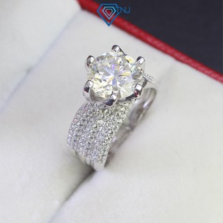  Nhẫn nữ kim cương Moissanite 10 ly xi bạch kim kiểm định GRA bản to tinh tế sang trọng NNM0041 - Trang Sức TNJ 