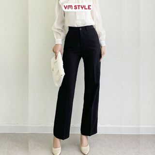 Quần tây nữ ống rộng VMSTYLE cạp cao ống suông trơn basic thời trang công sở, đi học QTR00004