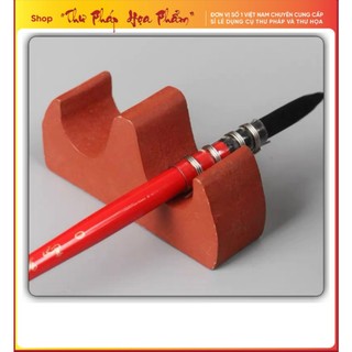 Gác bút lông thư pháp họa phẩm gỗ và sứ loại nhỏ gác đươc 2 bút