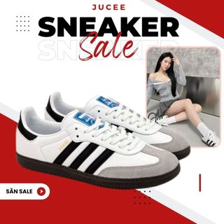 Giày samba classic nam nữ TRENDLUXE màu trắng đen đế nâu 3 sọc thể thao mẫu mới 2024