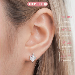 Khuyên tai lá phong đá Maple Leaves Diamond Earring CockStock