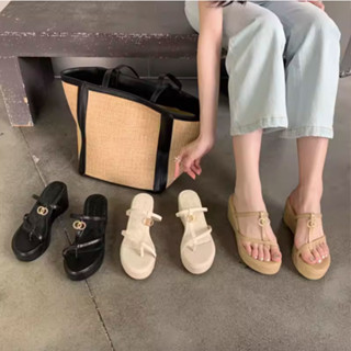 [Sẵn 37,38 - mô tả] ORDER ~ SEXY M Dép xỏ ngón da trơn đế bánh mì dành cho nữ mùa hè mặc ngoài thời trang