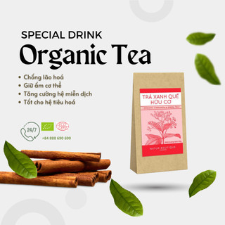 Trà xanh quế thô hữu cơ, 50gr (Organic Raw Cinnamon & Green Tea Leaf, 50gr)