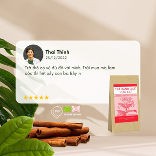 Trà xanh quế thô hữu cơ, 50gr (Organic Raw Cinnamon & Green Tea Leaf, 50gr)