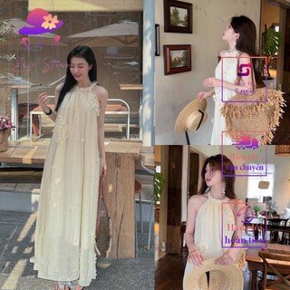 Váy yếm đũi tơ đính hoa