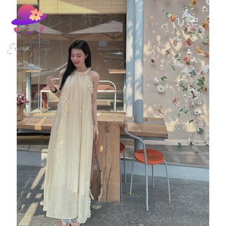 Váy yếm đũi tơ đính hoa