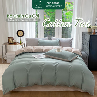 Bộ Chăn Ga Gối Cotton Tici Tag Mịn Decor Phối Màu Basic Thanh Lịch - Hỗ Trợ Bo Chun, Làm Phủ