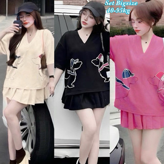 Thời Trang Bigsize - Set Bộ Váy Bigsize Thun Tăm Cổ Tim in 5D Hot Hit Nữ Cao Cấp Xinh Đẹp Sang Trọng Giá Rẻ 45-95kg 2216