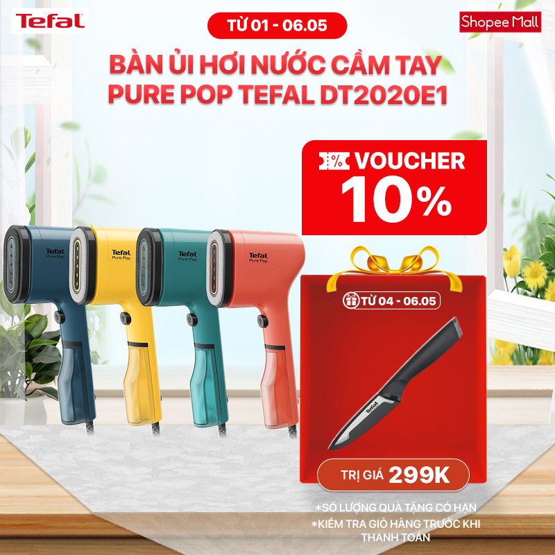 [Mã ELBSJBP05 giảm 12% đơn 500K] Bàn ủi hơi nước cầm tay Tefal Pure Pop - 1300W - 70ML