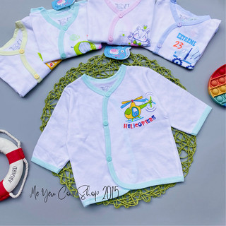 (J03) Áo Tay Dài Cài Xéo Trắng Viền Màu Chất Cotton Mềm Mịn, Thấm Hút Mồ Hôi Cho Bé 3-11kg - JOU // katydang