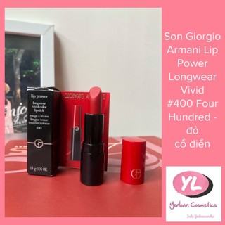 Son Giorgio Armani Lip Power Longwear Vivid #400 Four Hundred - đỏ cổ điển - 111 hồng cam đất