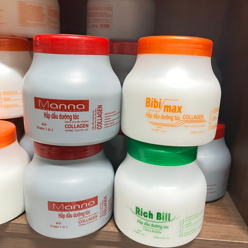 HẤP DẦU MANNA COLLAGEN GIỮ MÀU TÓC PHỤC HỒI TÓC HƯ TỔN MỀM MƯỢT HỦ 1000ML