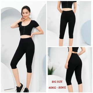 {Bigsize 45-90kg} Quần legging nữ LEGGING LỬNG vải Umi hàn cạp lưng cao chất co giãn 4 chiều (dài quần 70cm)