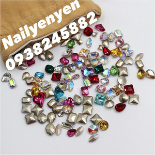 Set đá khối mix kiểu mix màu móng nail