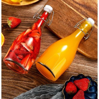 Chai Thủy tinh lùn tròn nắp cài 500ml dùng làm f2 kombucha, nấm nước,đựng nước ép ,sữa < HÀNG LOẠI 1 >