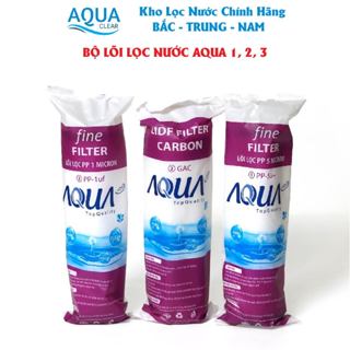 Bộ 3 lõi lọc nước 1,2,3 AQUA sử dụng cho tất cả máy lọc nước Kangaroo, Karofi, Sunhouse, Aqua, …