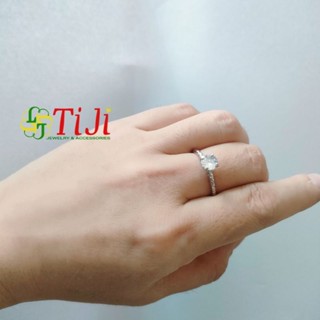 Nhẫn nữ inox đá 6li cọng xoắn sáng đẹp, không đen