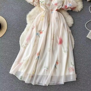 (order) Váy hoa cúp ngực trễ vai