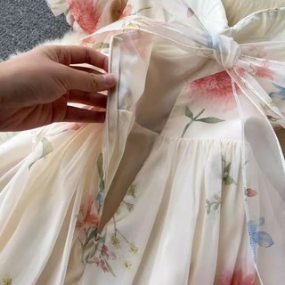 (order) Váy hoa cúp ngực trễ vai