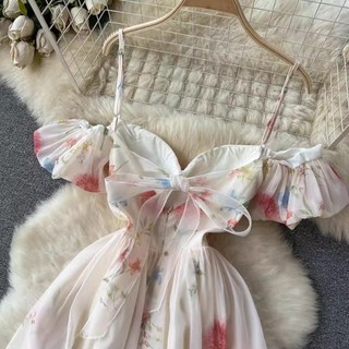 (order) Váy hoa cúp ngực trễ vai