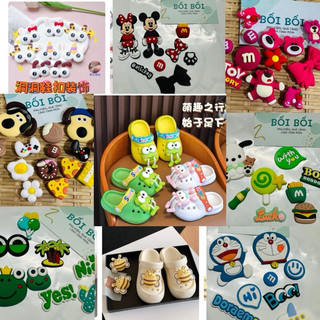 Bộ sticker jibbitz có nút gắn dép crocs, dép tổ ong đủ loại xinh xắn.