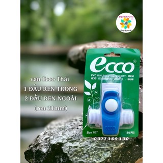 Van khóa nước 3 đầu ren 21 ecco - van khóa nhập khẩu thái