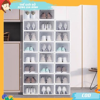 Hộp Giày Cỡ Lớn Phù Hợp Cho Các Size Giày, Kệ Để Giày Dép Nắp Nhựa Cứng Lắp Ghép Thông Minh