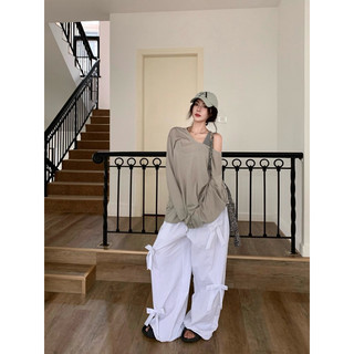 Áo Thun Tay Dài Oversize Đính Nơ Trơn
