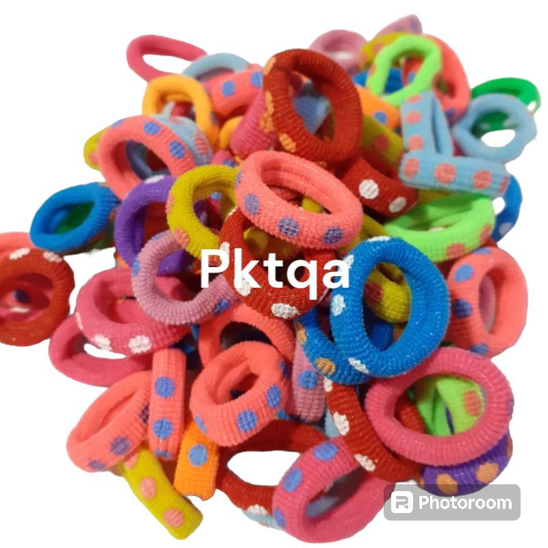 Túi 48 thun cột tóc màu chấm bi cho bé (cở 2.5cm)