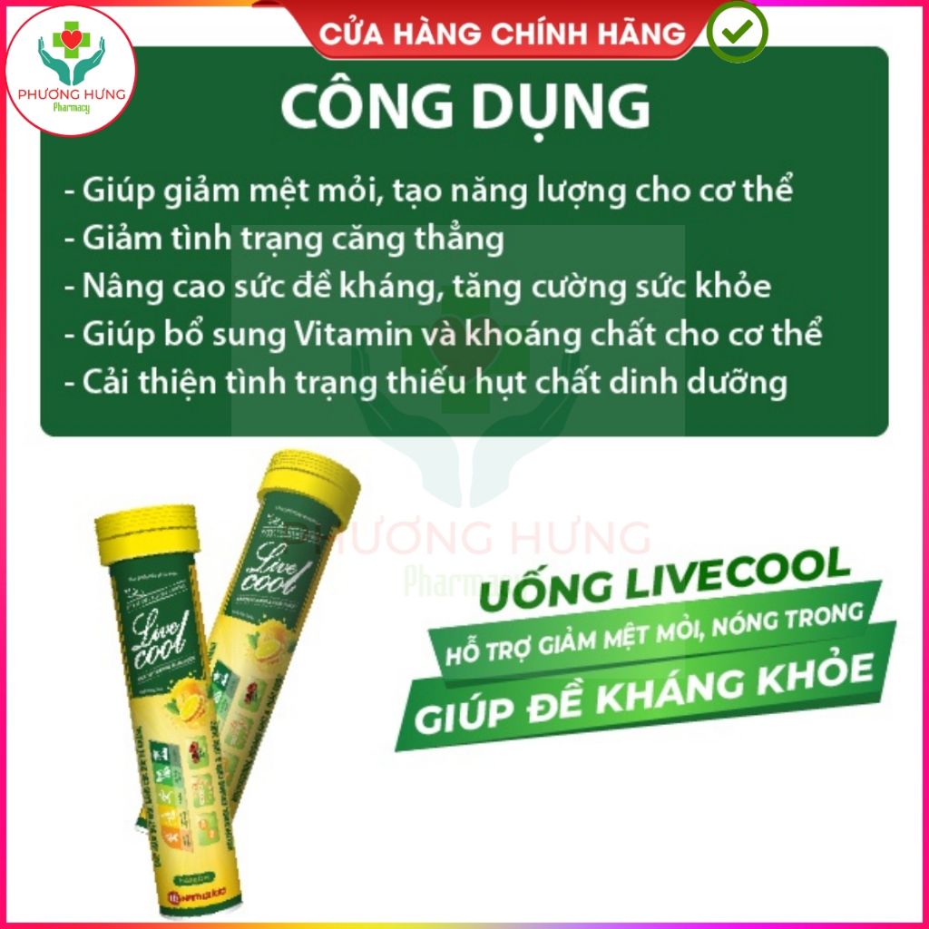 Viên C sủi Livecool của Nam Dược tuýp 16 viên x 4g Hỗ trợ, giải độc, mát gan, bổ sung vitamin C, củng cố hệ miễn dịch