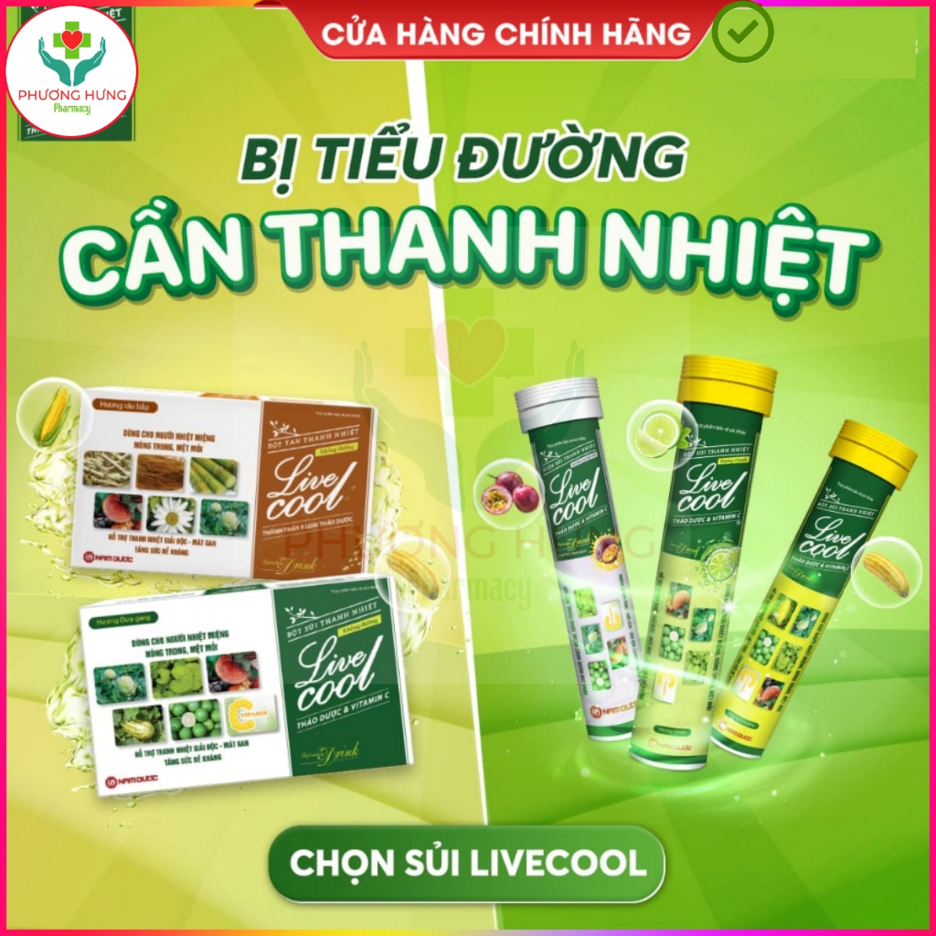 Viên C sủi Livecool của Nam Dược tuýp 16 viên x 4g Hỗ trợ, giải độc, mát gan, bổ sung vitamin C, củng cố hệ miễn dịch