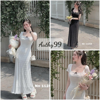 Váy maxi ren cổ vuông dáng dài sang chảnh