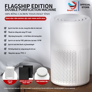Máy lọc không khí Air Purifier thanh lọc không khí tạo ion âm công nghệ than hoạt tính + lõi lọc HEPA tặng kèm viên thơm