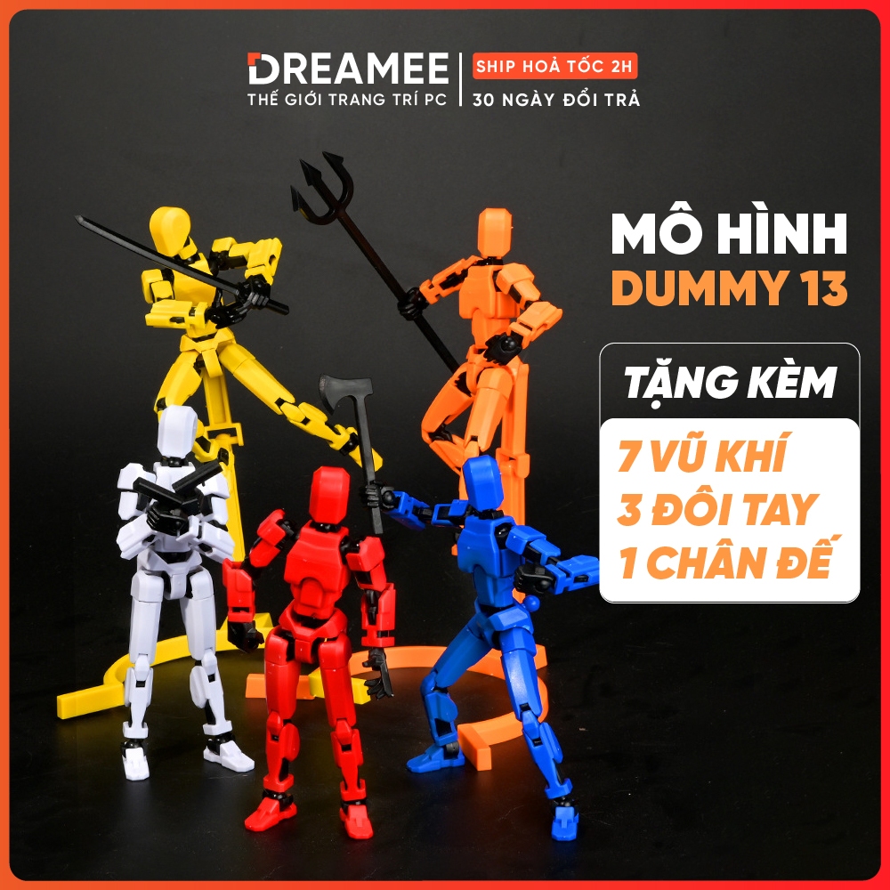 Mô hình đồ chơi robot Figure DUMMY 13, Tặng kèm 7 món vũ khí, 3 đôi tay, 1 chấn đế tạo đáng - Khớp c