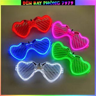 Mắt Kính Đèn Led Gọng Trái Tim Phát Sáng Nhiều Màu Nhấp Nháy Độc Đáo Phong Cách Đi Bar, Sự Kiện
