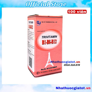 Hộp 100 viên TRIVITAMIN 3B (B1-B6- B12) Bổ sung vitamin B1- B6 - B12 - Dược Đại Uy