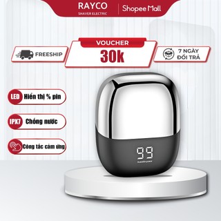 Máy cạo râu mini lưỡi kép Rayco RQ-222 , cạo râu sát, êm chống nước IPX7 hiển thị % pin