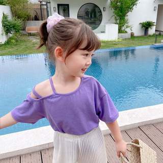 A005 - (10-25kg) Áo thun cho bé gái dây trễ vai cách điệu vải cotton cao cấp