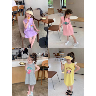 Váy bé gái, váy cotton sát nách dáng suông xẻ lưng điệu đà cho bé 10-20kg